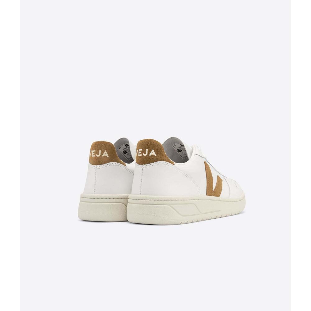 Veja V-10 LEATHER Tornacipő Férfi White/Brown | HU 329CTV